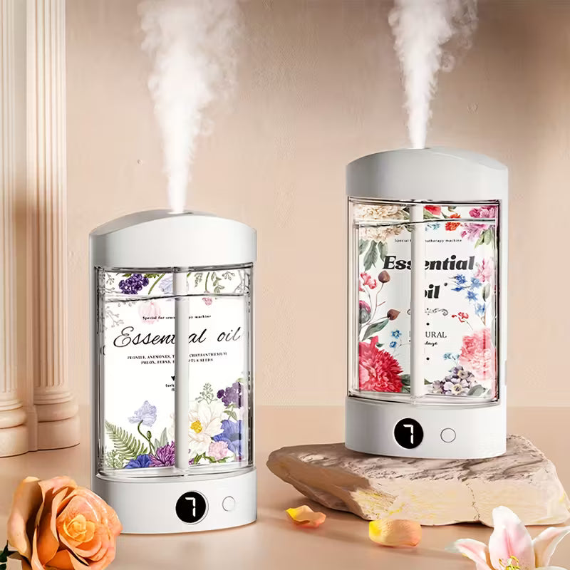 Difusor de aromas 4 en 1 extragrande con aromas relajantes: recargable por USB, tapa transparente y apagado automático.