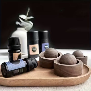 Elegante difusor de aroma de madera con diseño giratorio: sin pilas ni cable.